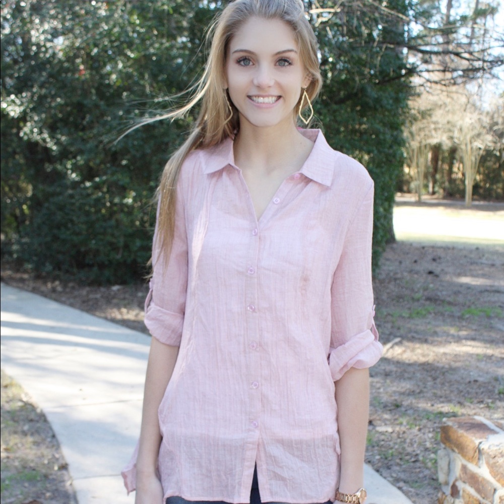 Blush Button Down